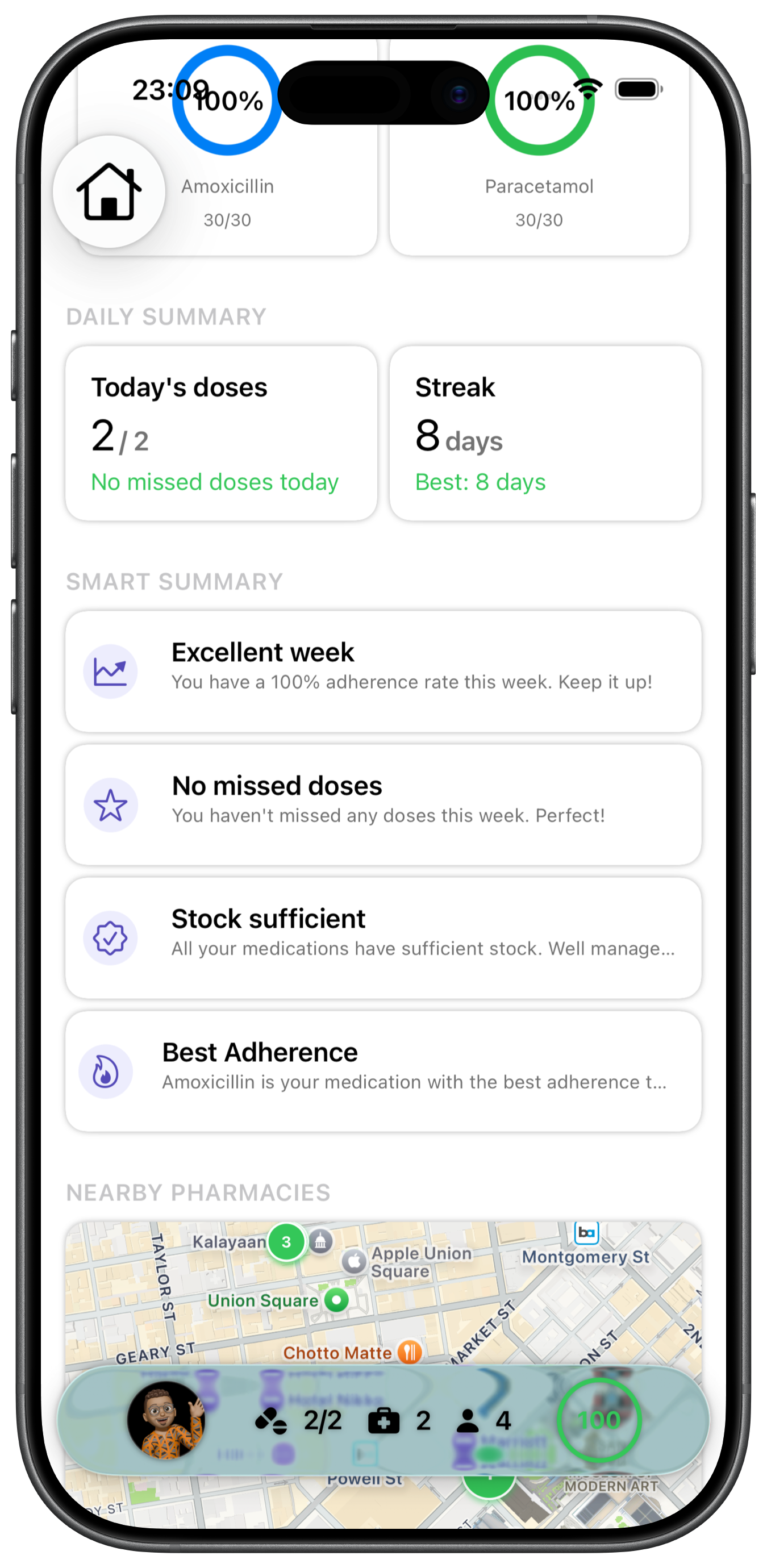 PillRem reminder settings